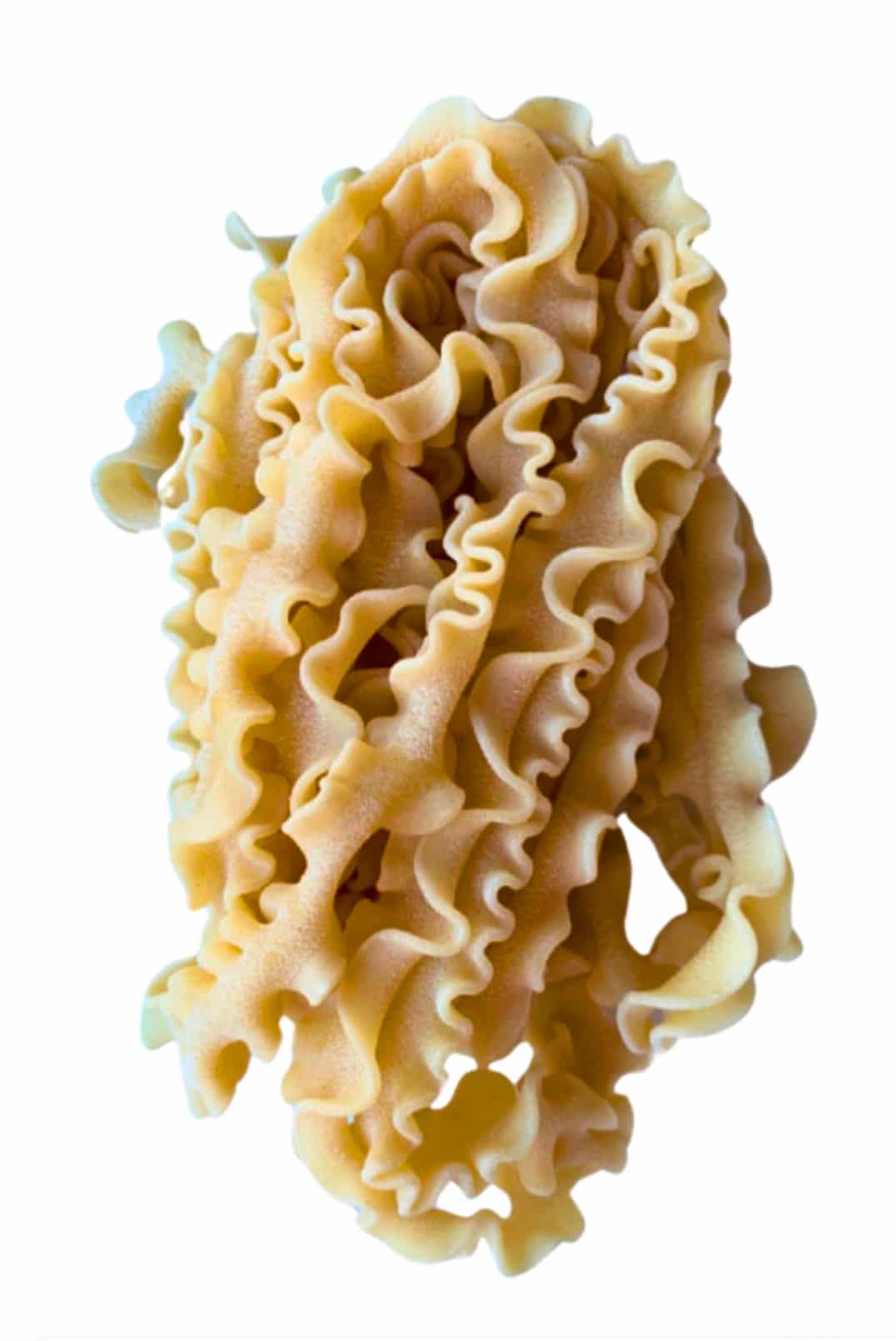 Sourdough mafaldine pasta by VEDE, bronze-extruded with ruffled edges and frozen fresh for chefs and caterers.