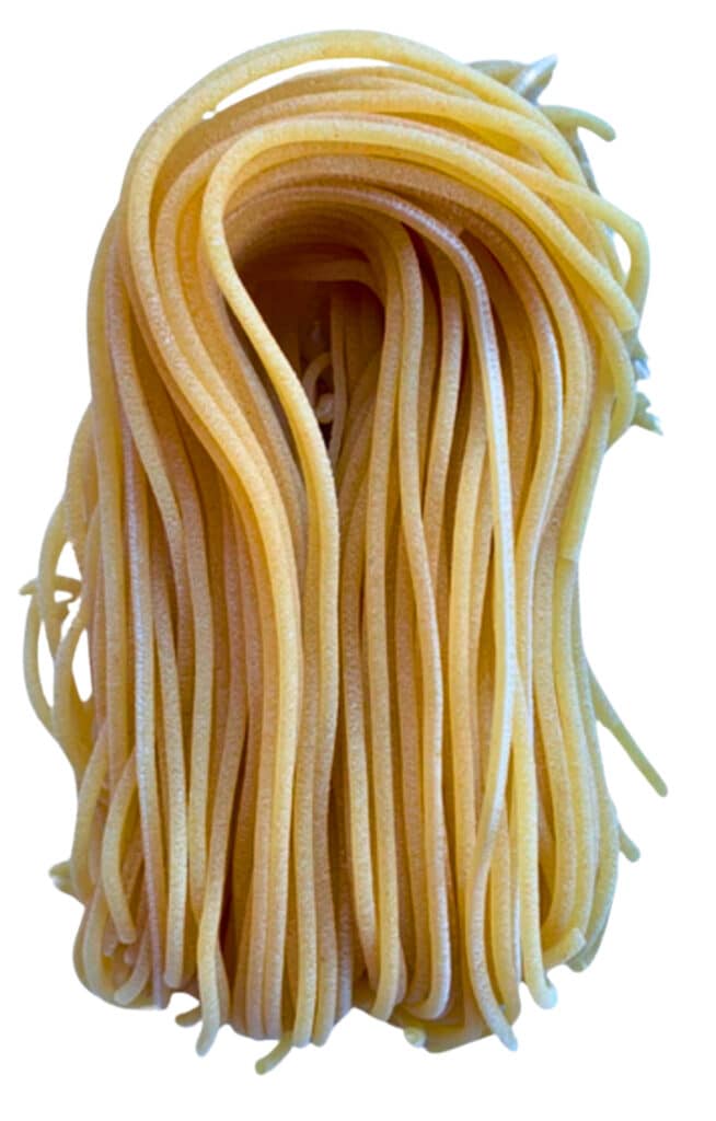 Fresh Spaghetti by VEDE Pasta, bronze-extruded and frozen fresh for chefs, caterers, and foodservice venues.