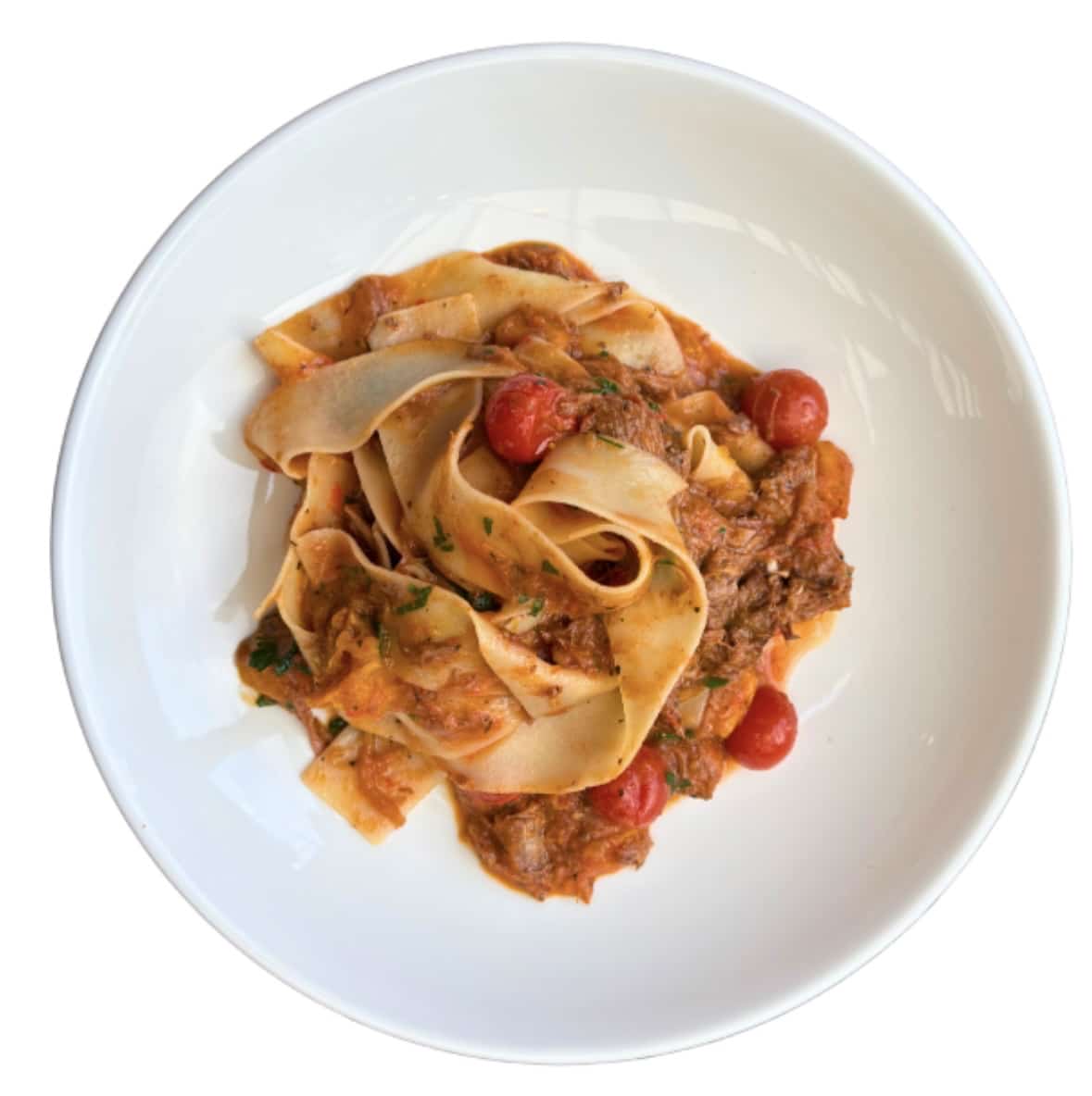 Pappardelle with Slow-Braised Beef Ragù – Vede Sourdough Pasta Vede Pasta pappardelle served with slow-braised beef ragù – wide sourdough ribbons with rich, rustic sauce